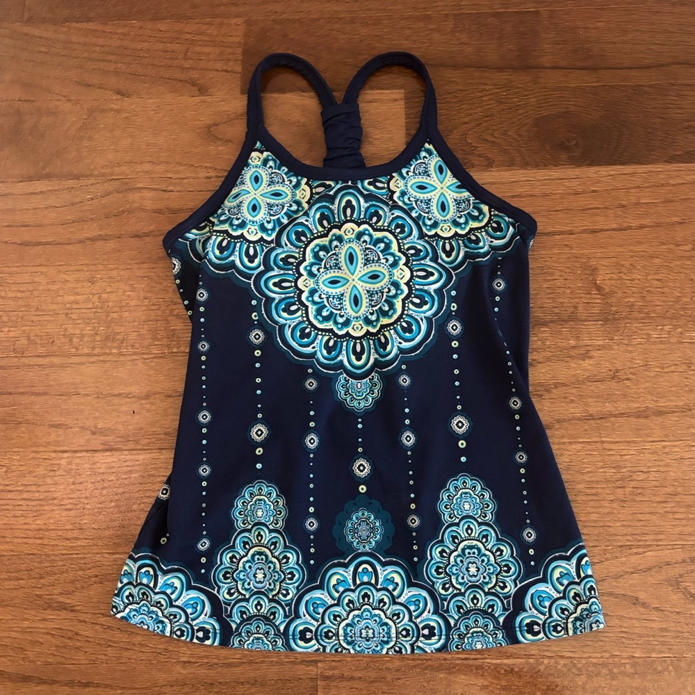 Athleta navy blue mandela bohemian racer back tank top XXS